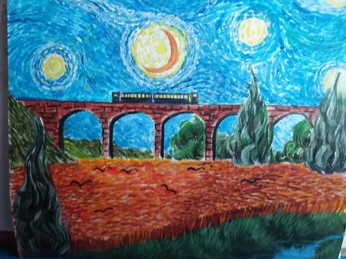 Christopher B, Ackworth Railway Viaduct, acrylic .